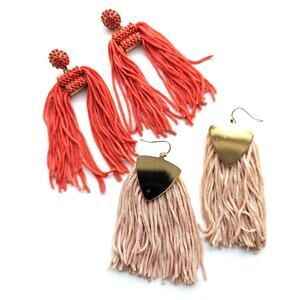 Bohemian Style Beaded Tasseled Festival Long Post Stud Hook Earrings Bundle